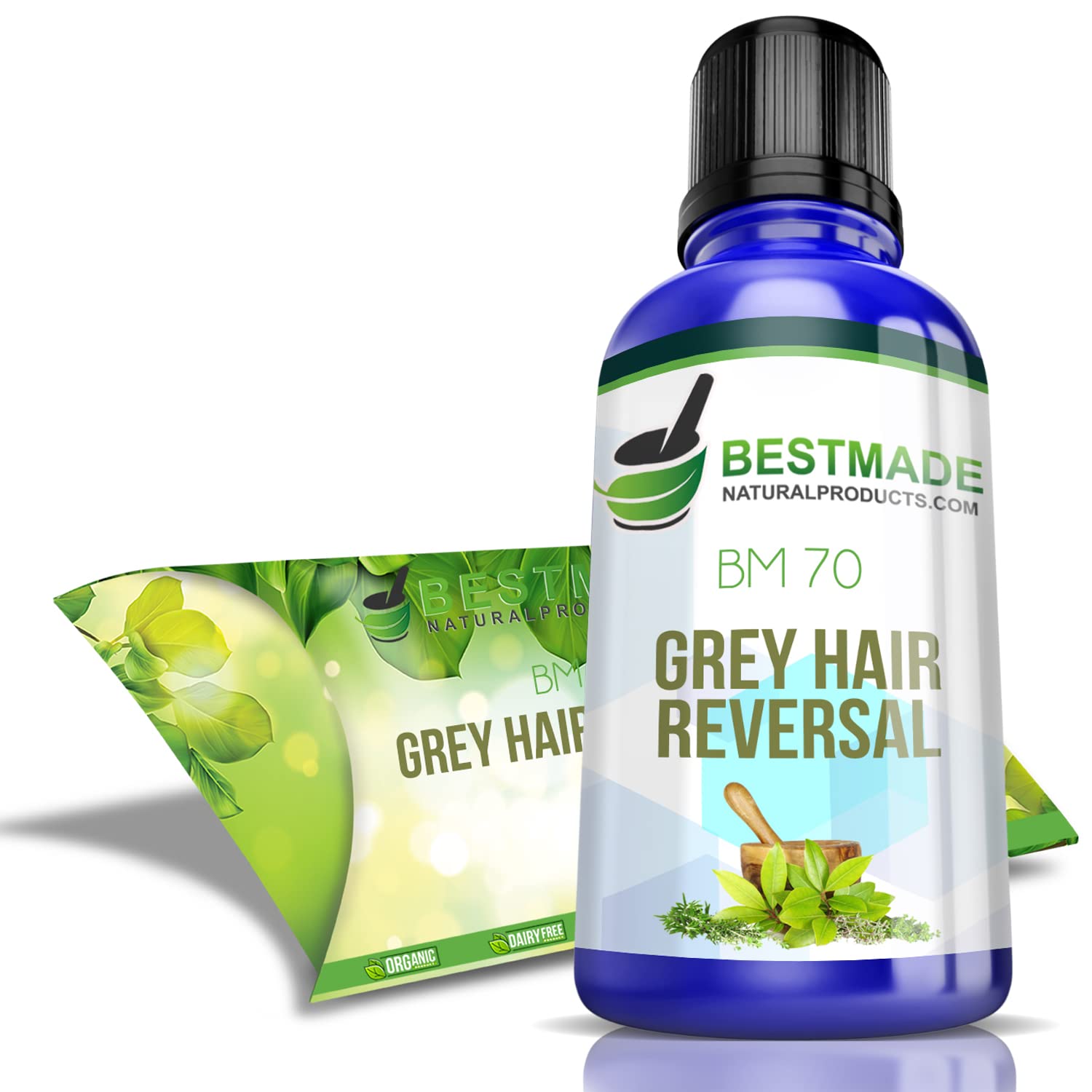 Amazon.com: Grey Hair Reversal BM70 - Effective & Natural Anti Grey Hair Treatment & Prevention - Helps Reverse Issues Related to Premature & Greying Due to Stress and Illness - 30mL -