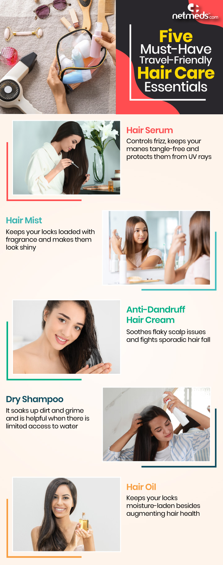 Travel Hair Care Tips: 5 Must-Have Essentials In Your Beauty Kit For Gorgeous Mane - Infographic